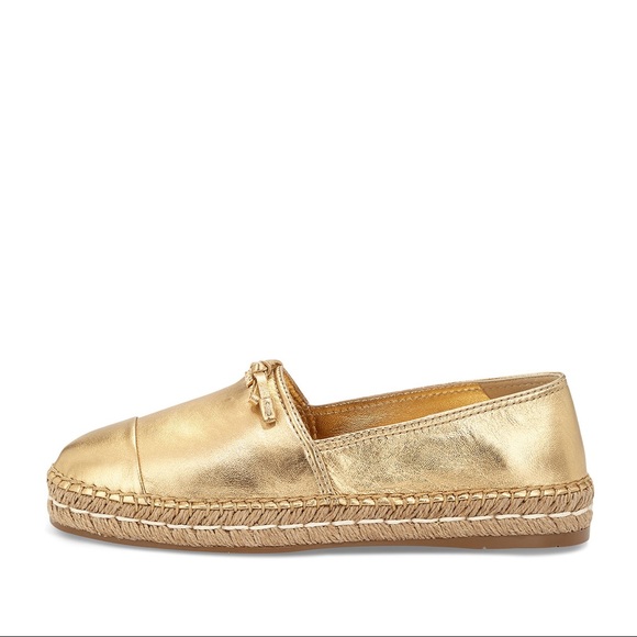 NWOT Prada Gold Metallic Leather Cap-Toe Flat Espadrille - Picture 6 of 15